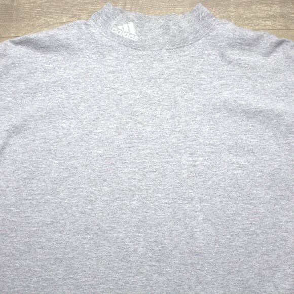 Vintage Adidas Shirt Mens Large Gray Logo Pullover Stretch Mock Neck Casual - Picture 1 of 5